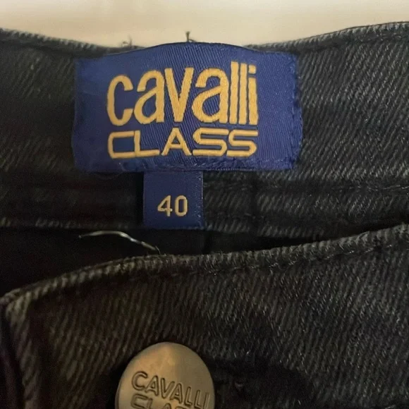 Cavalli Class black slim straight leg jeans sz 40 - Picture 3 of 9